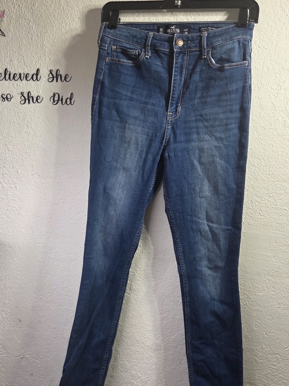 HOLLISTER High Rise Skinny Blue Denim Jeans Size 5R W27 L30
